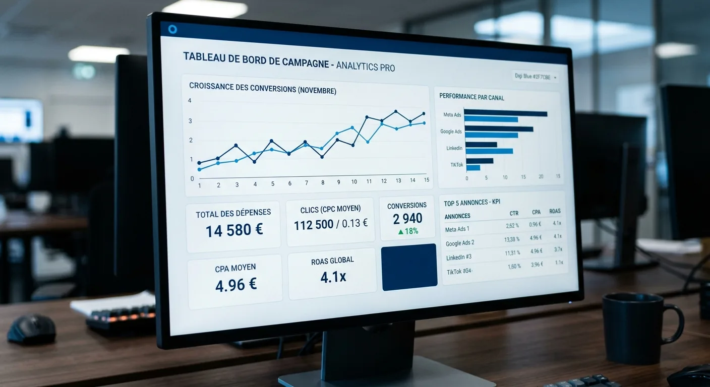 Tableau de bord réseaux sociaux et statistiques