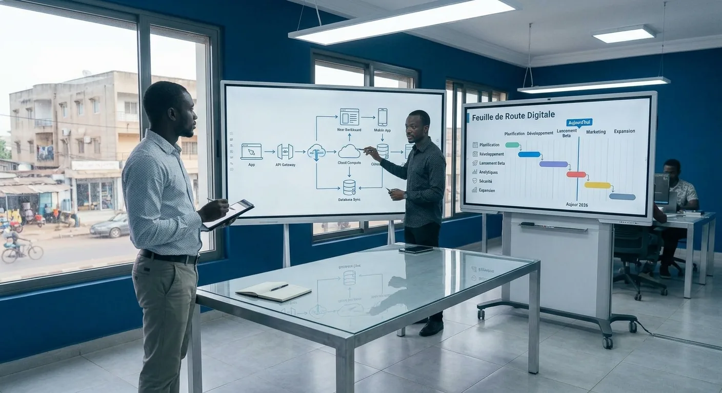 Réunion d'équipe sur une stratégie de transformation digitale