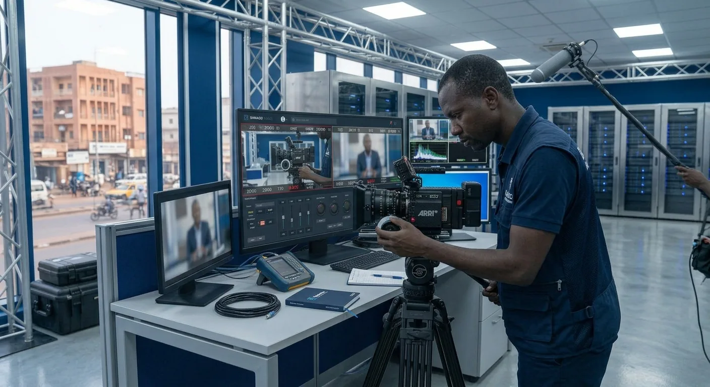 Équipe de tournage en plein travail