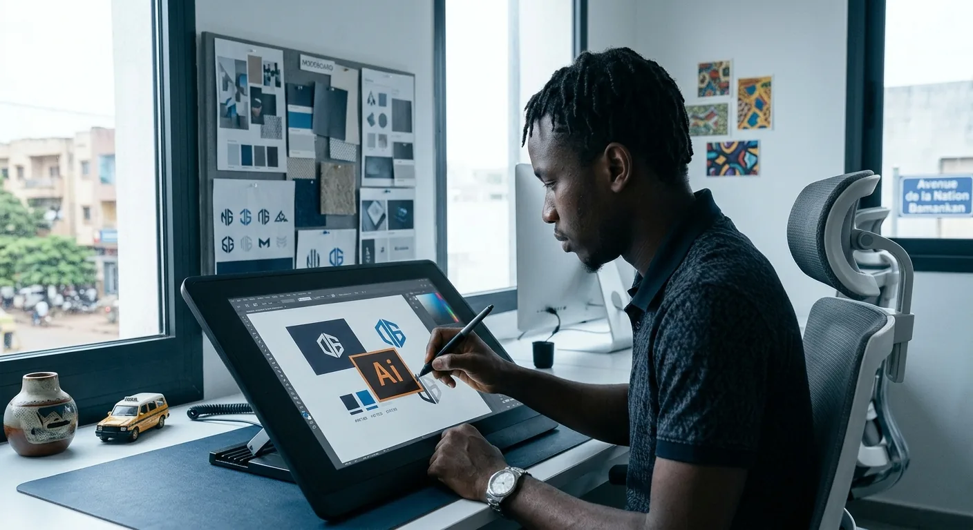 Designer travaillant sur une identité de marque